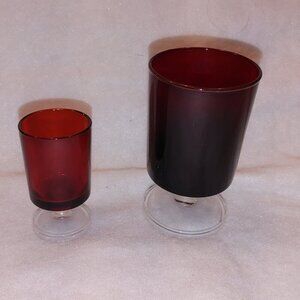 2 Vintage Luminarc France Ruby Red Cordial Glasses